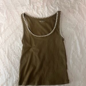 Old Navy Khaki Women's Tank Top with White Trim